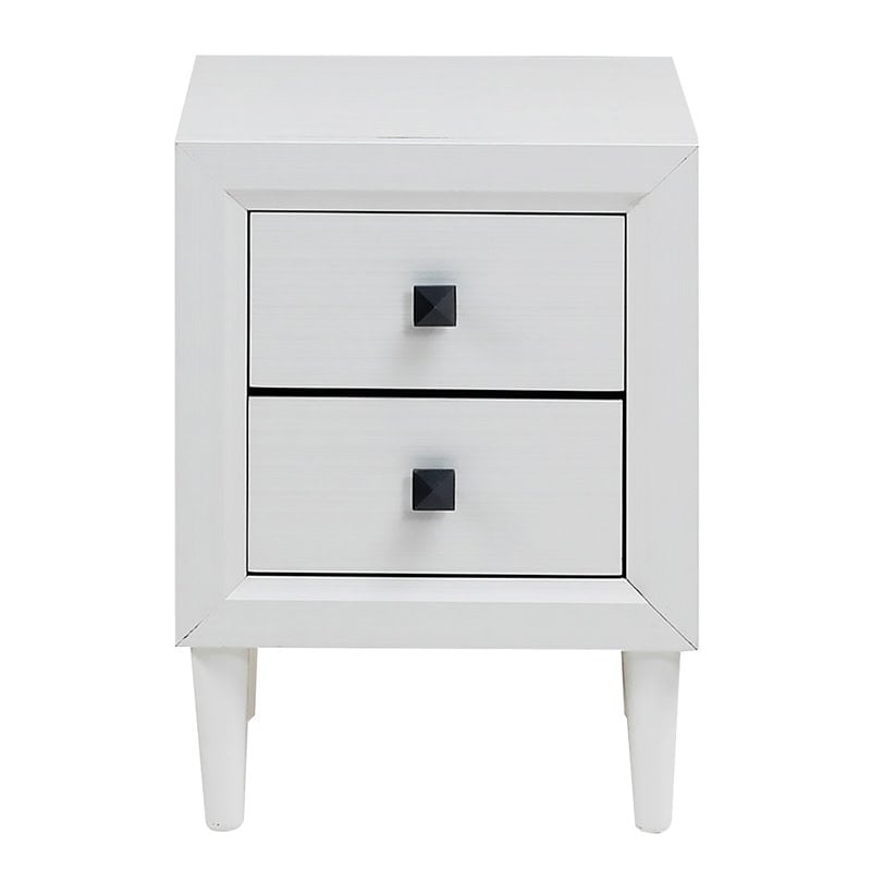 Costway 2-drawer Contemporary Engineered Wood & Rubber Wood Nightstand in White
