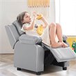Costway Contemporary Wood PU and Sponge Kids Sofa with Storage Arms in Gray