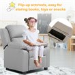 Costway Contemporary Wood PU and Sponge Kids Sofa with Storage Arms in Gray