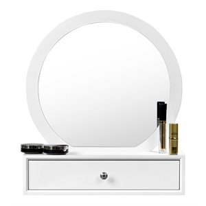 Costway Contemporary MDF Wall Mounted Vanity Mirror with 2 Drawers in White