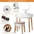 Costway MDF Vanity Makeup Dressing Set with Round Mirror in White/Natural