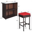 Costway 3-piece Rattan and Iron Patio Dining Set with Cushioned Chairs in Red