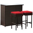 Costway 3-piece Rattan and Iron Patio Dining Set with Cushioned Chairs in Red