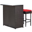 Costway 3-piece Rattan and Iron Patio Dining Set with Cushioned Chairs in Red