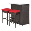 Costway 3-piece Rattan and Iron Patio Dining Set with Cushioned Chairs in Red
