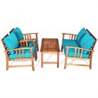 Costway 4-piece Contemporary Wood and Polyester Patio Furniture Set in Turquoise