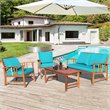 Costway 4-piece Contemporary Wood and Polyester Patio Furniture Set in Turquoise