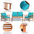 Costway 4-piece Contemporary Wood and Polyester Patio Furniture Set in Turquoise
