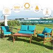Costway 4-piece Contemporary Wood and Polyester Patio Furniture Set in Turquoise