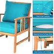 Costway 4-piece Contemporary Wood and Polyester Patio Furniture Set in Turquoise
