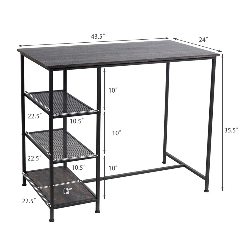 Costway Contemporary Engineered Wood Dining Table with Metal Frame in Black