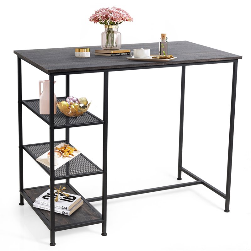 Costway Contemporary Engineered Wood Dining Table with Metal Frame in Black