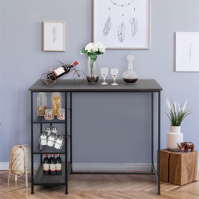 Costway Contemporary Engineered Wood Dining Table with Metal Frame in Black