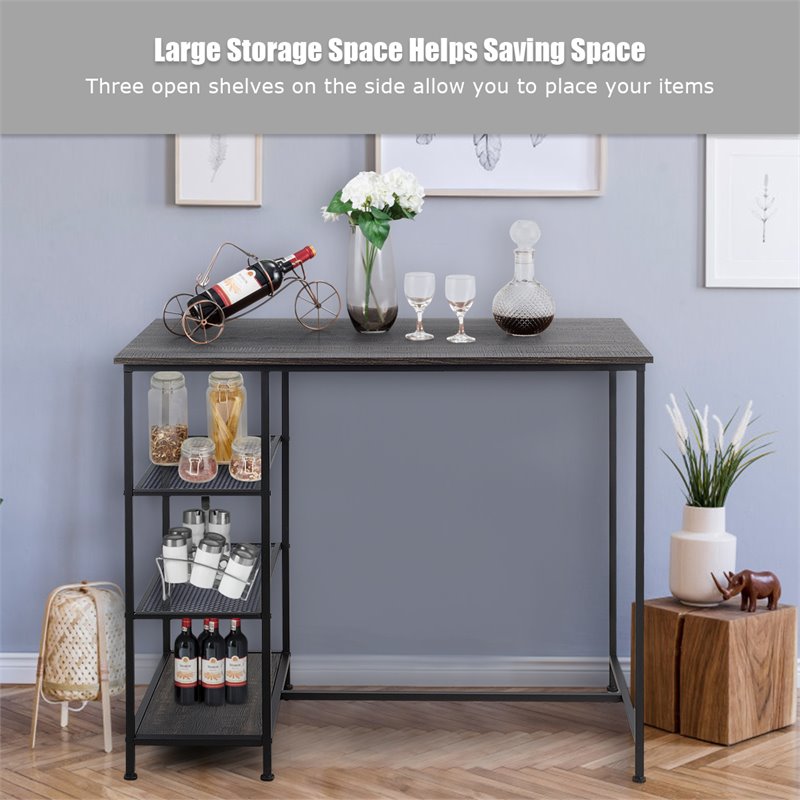 Costway Contemporary Engineered Wood Dining Table with Metal Frame in Black