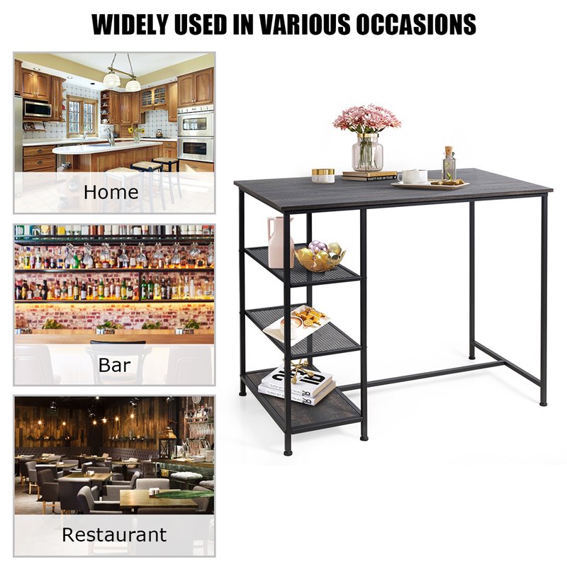 Costway Contemporary Engineered Wood Dining Table with Metal Frame in Black