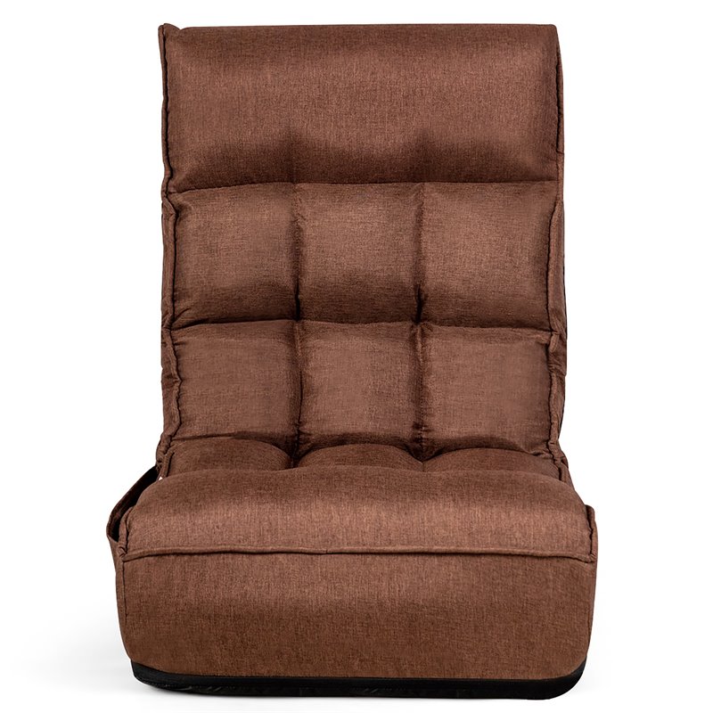 Costway Sponge 4-Position Floor Chair with Adjustable Backrest in Coffee