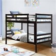 Costway Contemporary Pine and Plywood Twin Over Twin Wood Bunk Beds in Espresso