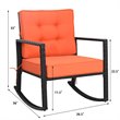 Costway Contemporary Rattan and Iron Patio Rocking Chair in Black