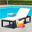 Costway Contemporary PE Rattan and Steel Patio Lounge Chaise in White