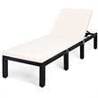 Costway Contemporary PE Rattan and Steel Patio Lounge Chaise in White