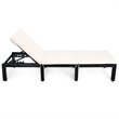 Costway Contemporary PE Rattan and Steel Patio Lounge Chaise in White