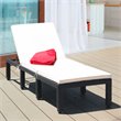 Costway Contemporary PE Rattan and Steel Patio Lounge Chaise in White