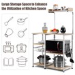 Costway 4-Tier MDF Vintage Kitchen Baker's Rack with Basket & 5 Hooks in Natural