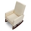 Costway Contemporary Wood and Fabric Upholstered Rocking Chair in Beige