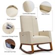 Costway Contemporary Wood and Fabric Upholstered Rocking Chair in Beige
