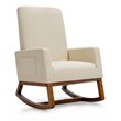 Costway Contemporary Wood and Fabric Upholstered Rocking Chair in Beige