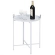 Costway Contemporary Metal End Table with Round Tray in White