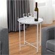 Costway Contemporary Metal End Table with Round Tray in White