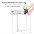 Costway Contemporary Metal End Table with Round Tray in White