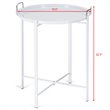 Costway Contemporary Metal End Table with Round Tray in White