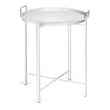 Costway Contemporary Metal End Table with Round Tray in White