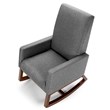 Costway Contemporary Wood and Fabric Upholstered Rocking Chair in Gray