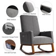 Costway Contemporary Wood and Fabric Upholstered Rocking Chair in Gray
