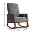 Costway Contemporary Wood and Fabric Upholstered Rocking Chair in Gray