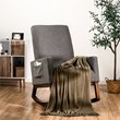 Costway Contemporary Wood and Fabric Upholstered Rocking Chair in Gray