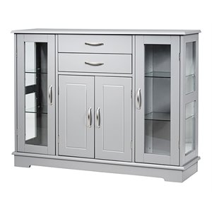 Costway Contemporary Density Board Buffet with 2 Drawers and 3 Cabinets in Gray