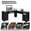 Costway L-Shaped MDF Corner Computer Desk with Drawers in Black