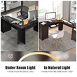 Costway L-Shaped MDF Corner Computer Desk with Drawers in Black