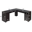 Costway L-Shaped MDF Corner Computer Desk with Drawers in Dark Coffee