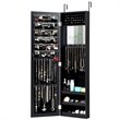 Costway MDF Board Wall/Door Mounted Mirrored Jewelry Cabinet in Black
