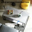 Costway Contemporary Metal Coffee Table with Lower Shelf in Gray