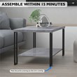 Costway Contemporary Metal Coffee Table with Lower Shelf in Gray