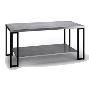 Costway Contemporary Metal Coffee Table with Lower Shelf in Gray
