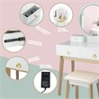 Costway Contemporary MDF and Beech Makeup Table with Circular Mirror in White