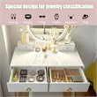 Costway Contemporary MDF and Beech Makeup Table with Circular Mirror in White