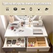 Costway Contemporary MDF and Beech Wood Vanity Table Set with Stool in White